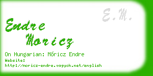 endre moricz business card